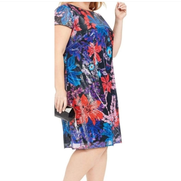 SIZE 18W Adrianna Papell multi colored sequin Dress very flattering - Picture 12 of 13